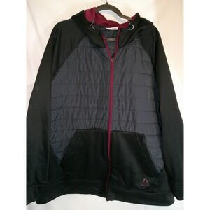 Reebok Mens 3XL‎ Hooded Jacket Black Gray Quilted Zip Up Athletic Casual